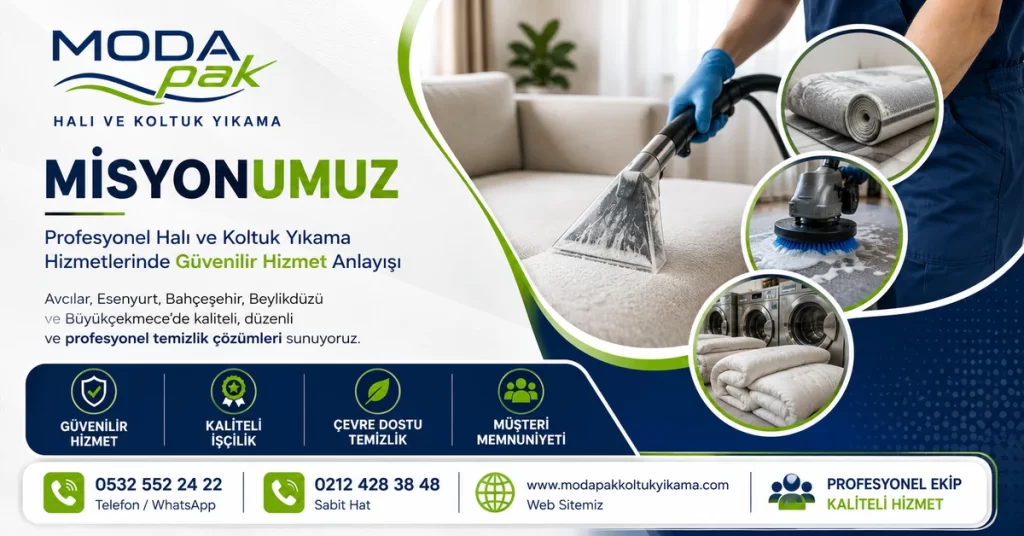 ModaPAK Halı ve Koltuk Yıkama misyonumuz sayfası profesyonel temizlik görseli