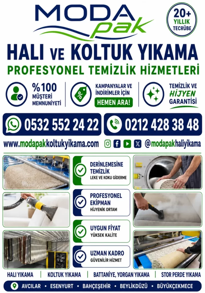 ModaPAK profesyonel halı yıkama hizmeti Avcılar Esenyurt Beylikdüzü